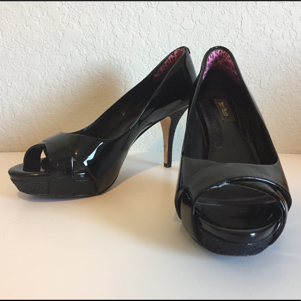 White House Black Market Black Patent Peep Toe